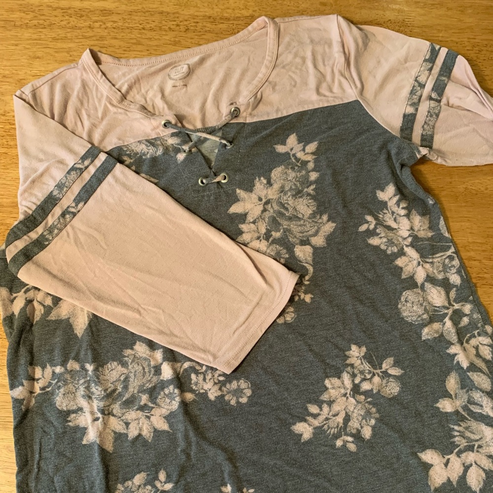 Maurice’s 24/7 Floral Lace Up Football Tee